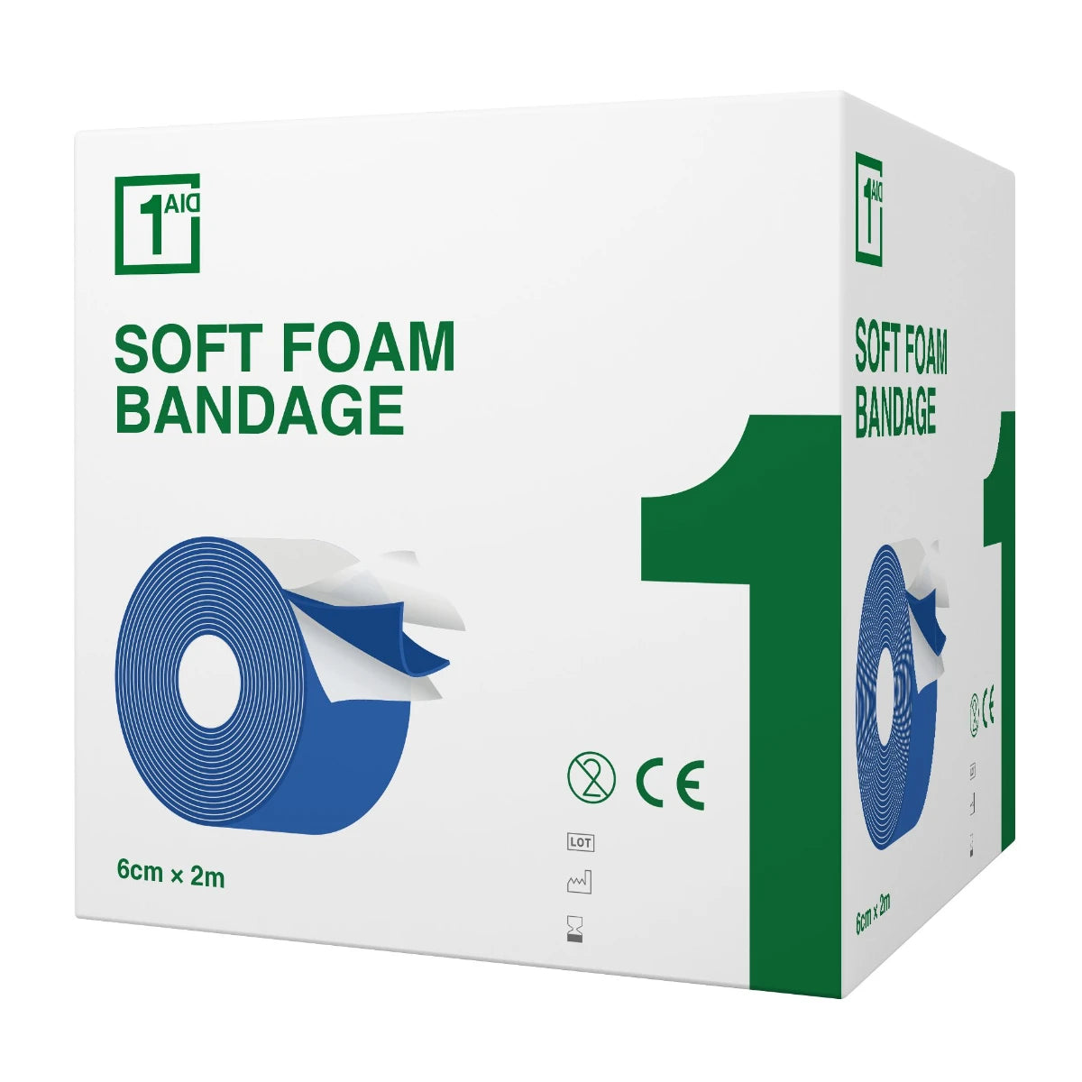 1Aid Soft Foam Laastari Sininen 6 cm x 2 m 1 kpl