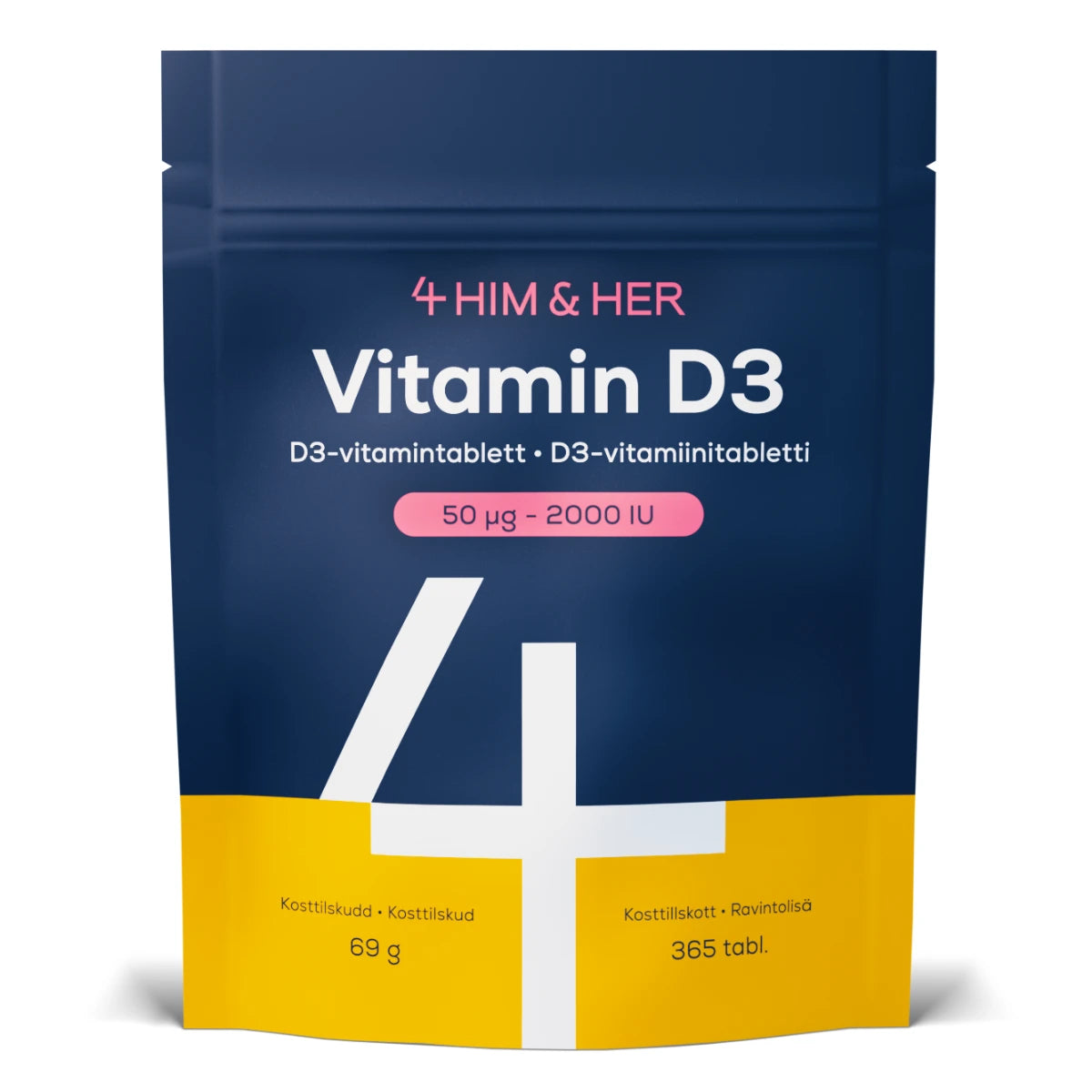 4 HIM & HER D3-vitamiini 50 mikrog ravintolisä 365 kpl