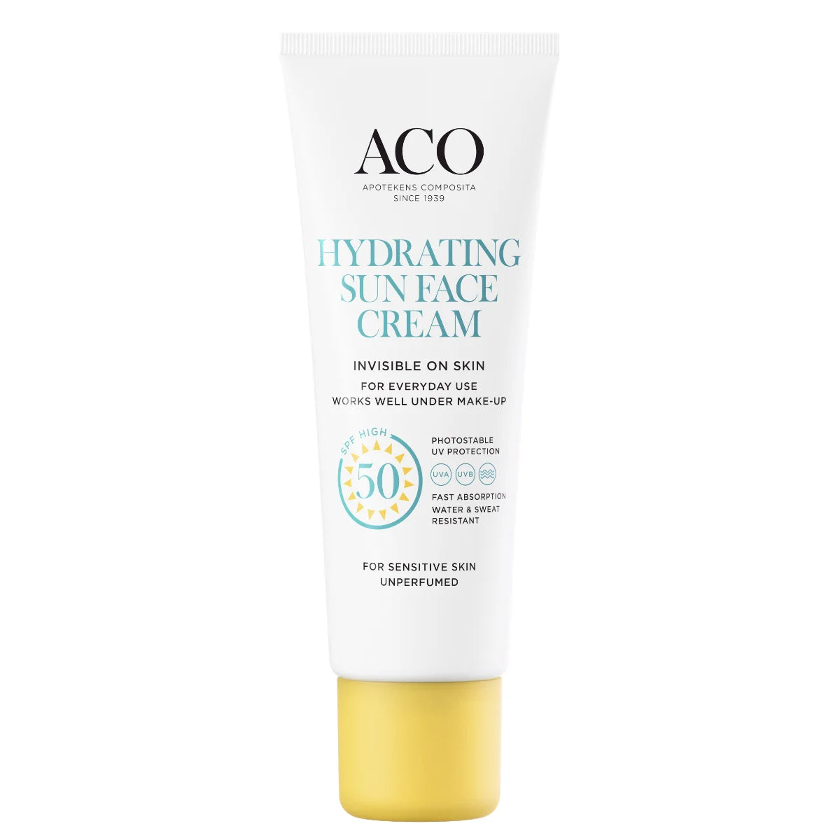 ACO Sun Face Hydrating Cream SPF50 40 ml – kevyt hajusteeton aurinkosuojavoide