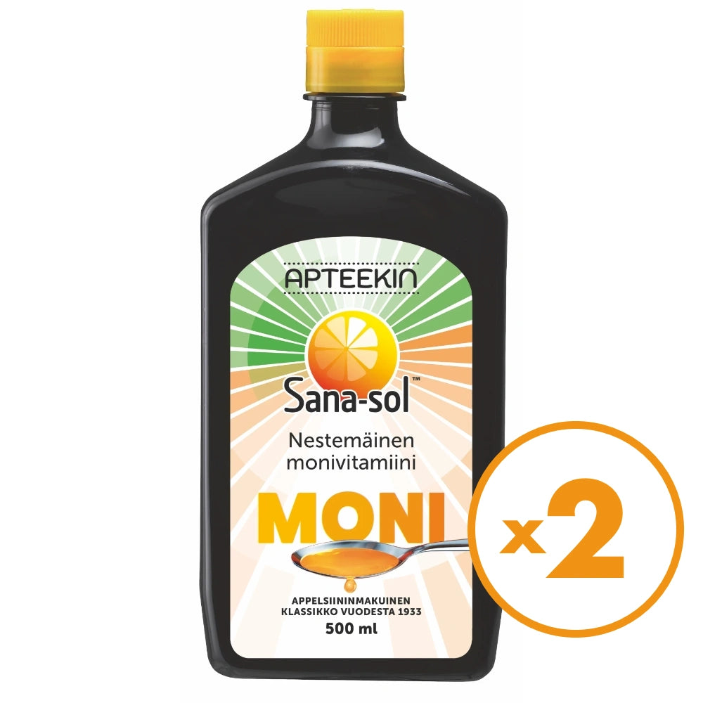 APTEEKIN Sana-sol appelsiininmakuinen nestemäinen monivitamiini 2x500 ml