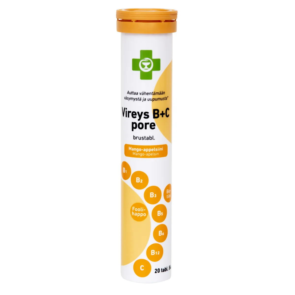 Apteekki Vireys B+C Pore Mango-Appelsiini – 20 poretablettia