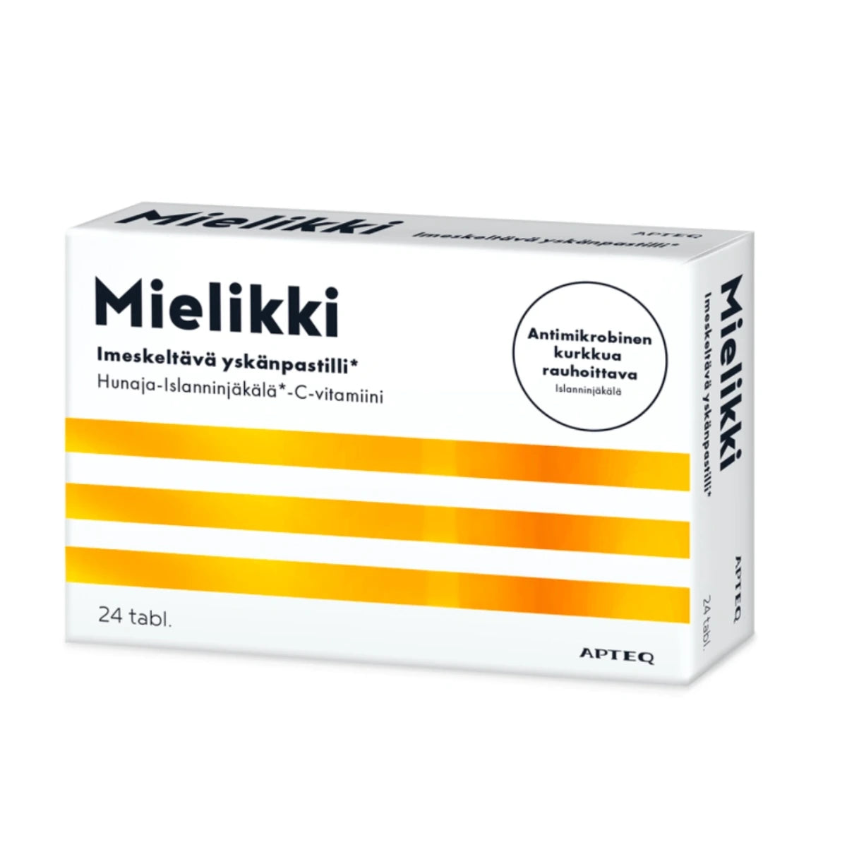 APTEQ Mielikki Imeskeltävä yskänpastilli 24 kpl sisältää hunajaa ja C-vitamiinia
