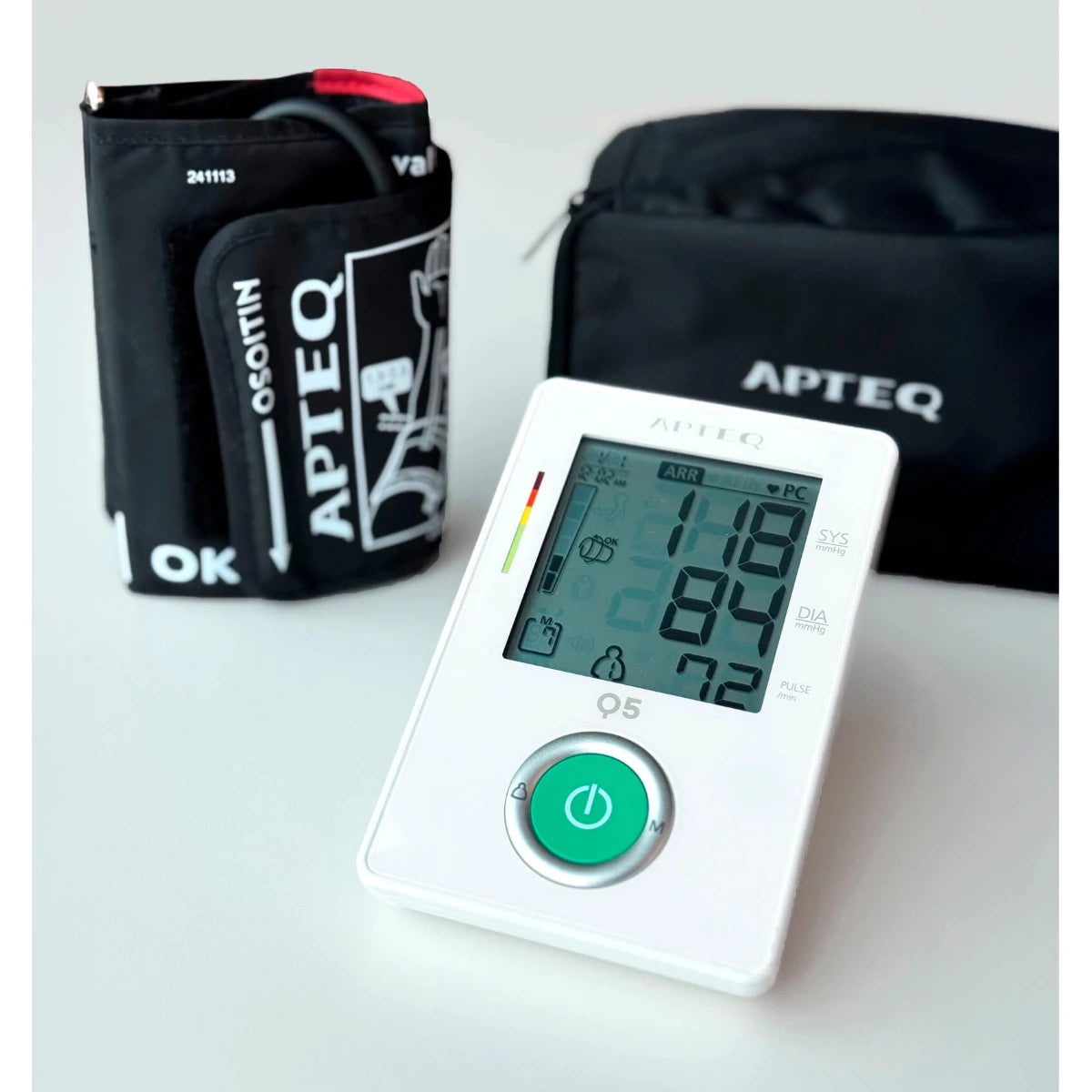 APTEQ Verenpainemittari Q5 pakkaus sisältää suojapussukan