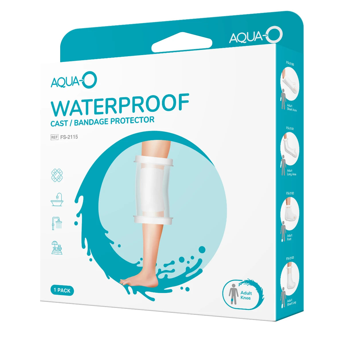 Aqua-Zero Kipsisuoja Polvi Aikuinen 1 kpl tiivis kipsinsuoja aikuisen polveen suihkun ajaksi