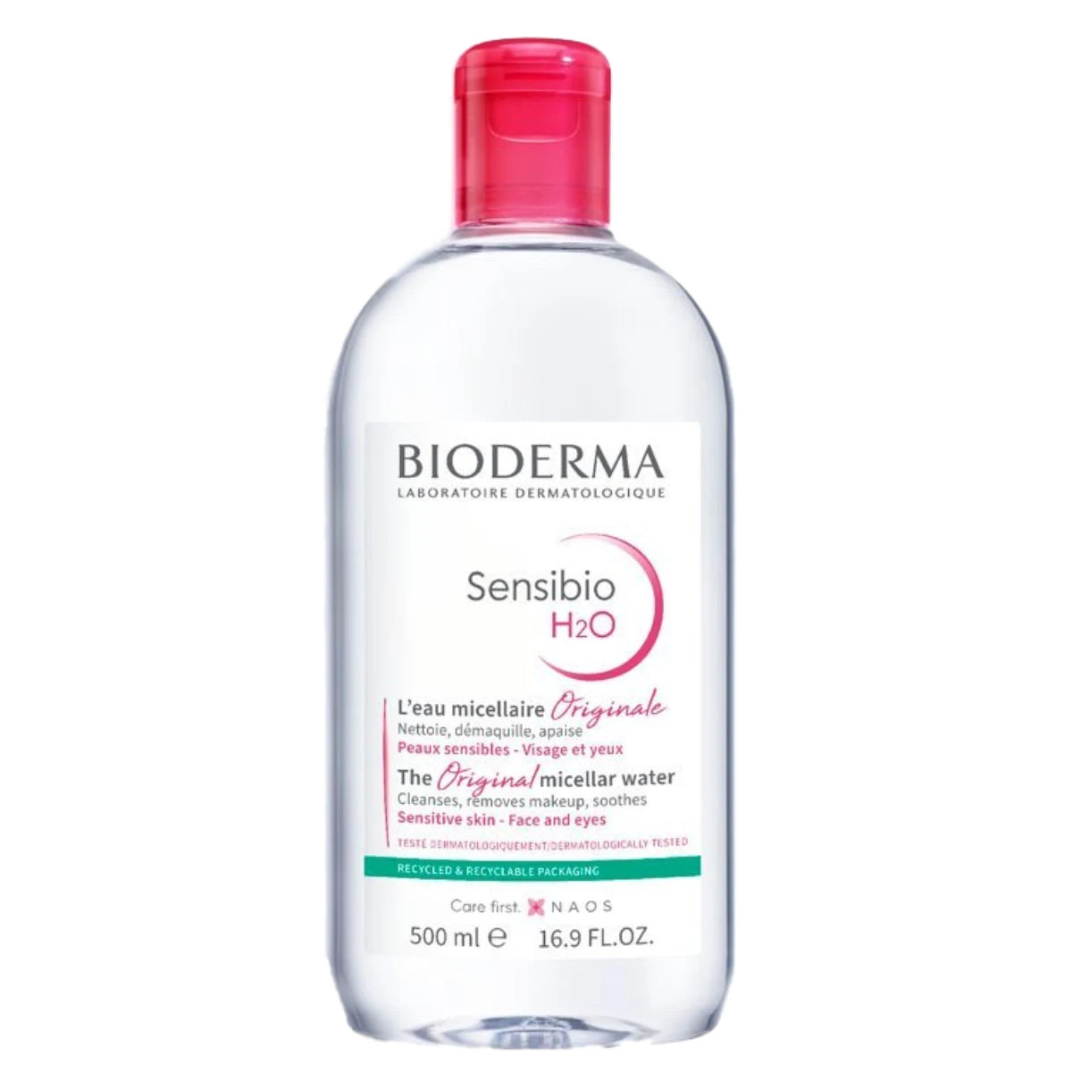 Bioderma SENSIBIO H2O misellivesi 500 ml ilman pumppua, herkälle iholle