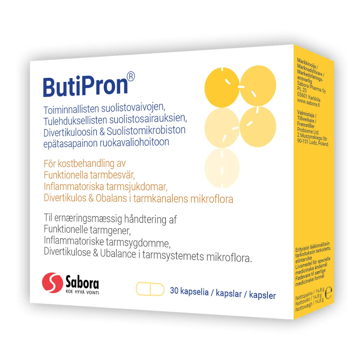 ButiPron 30 kapselia sisältää natriumbutyraattia