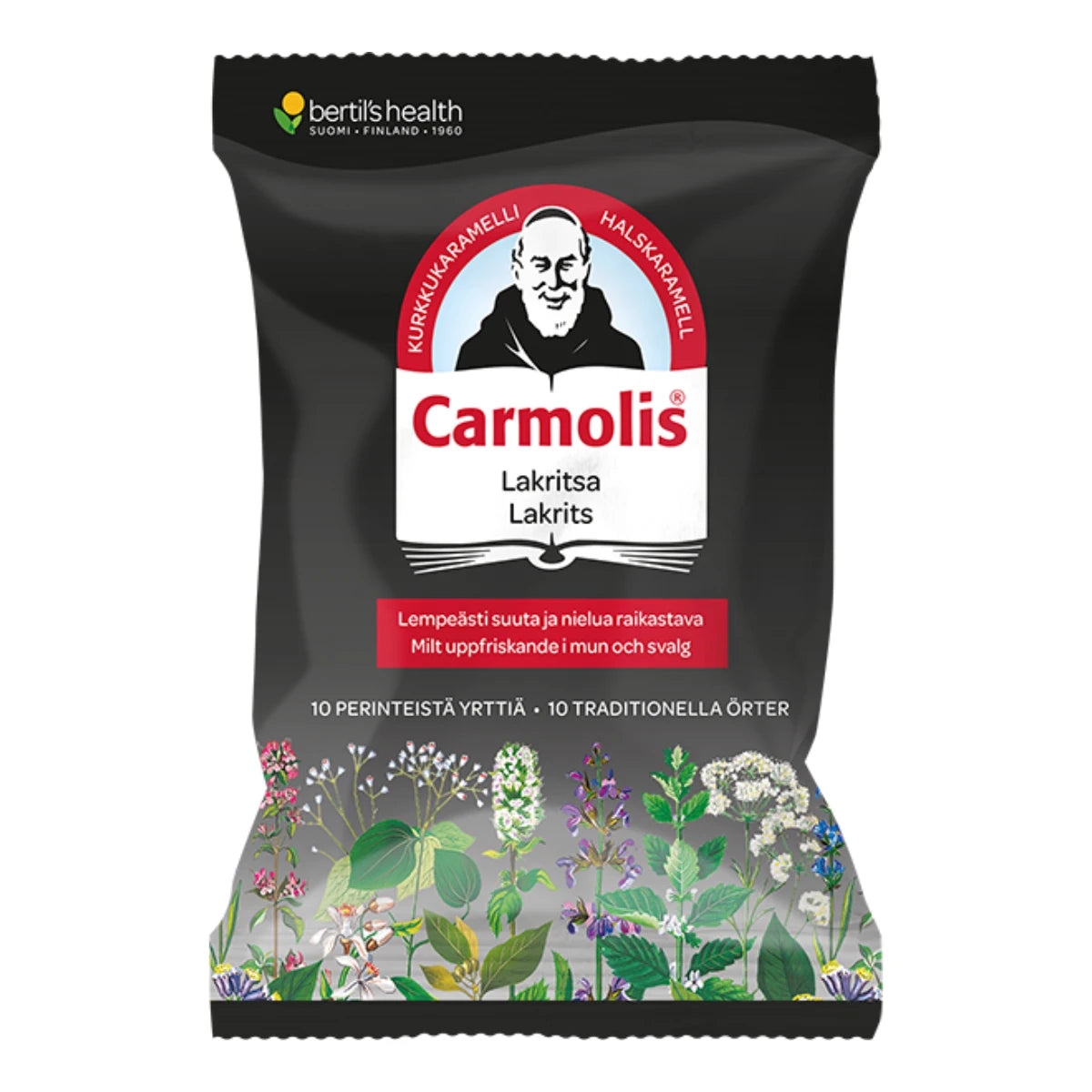 CARMOLIS Lakritsi yrttikaramelli 75 g nielua raikastava