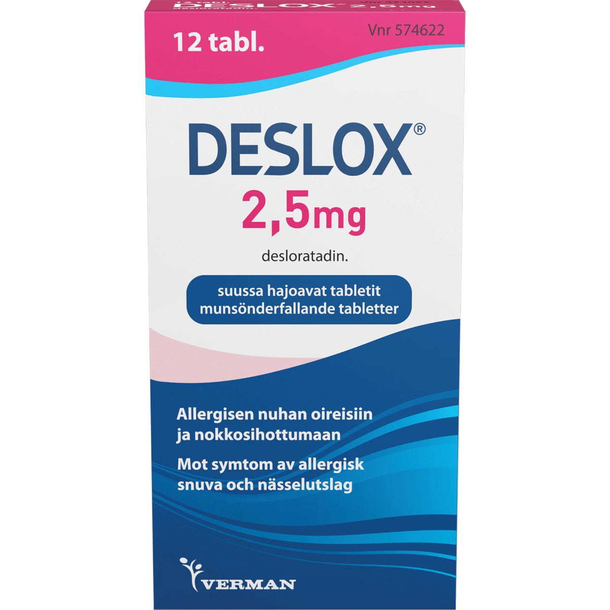 DESLOX tabletti, suussa hajoava 2,5 mg 12 fol