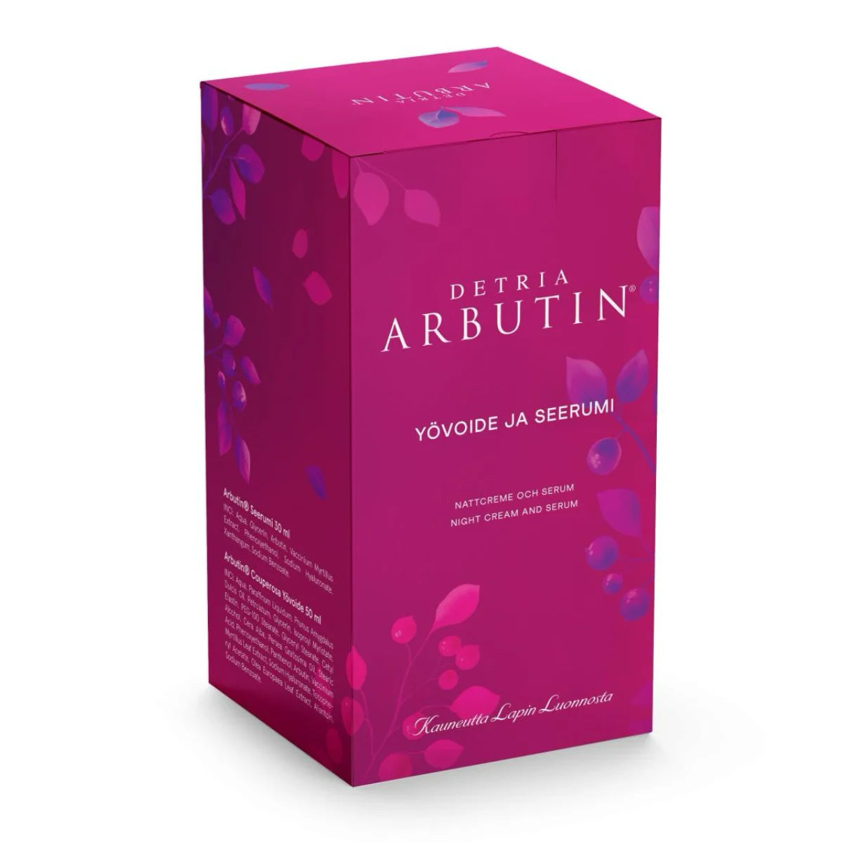 Detria Arbutin lahjapakkaus seerumi 30 ml + yövoide 50 ml