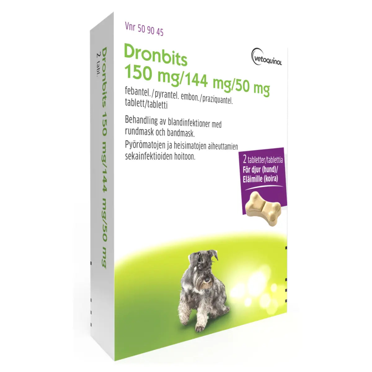 DRONBITS 50 mg/144 mg/150 mg vet tabletti 2 kpl matoinfektioiden hoitoon