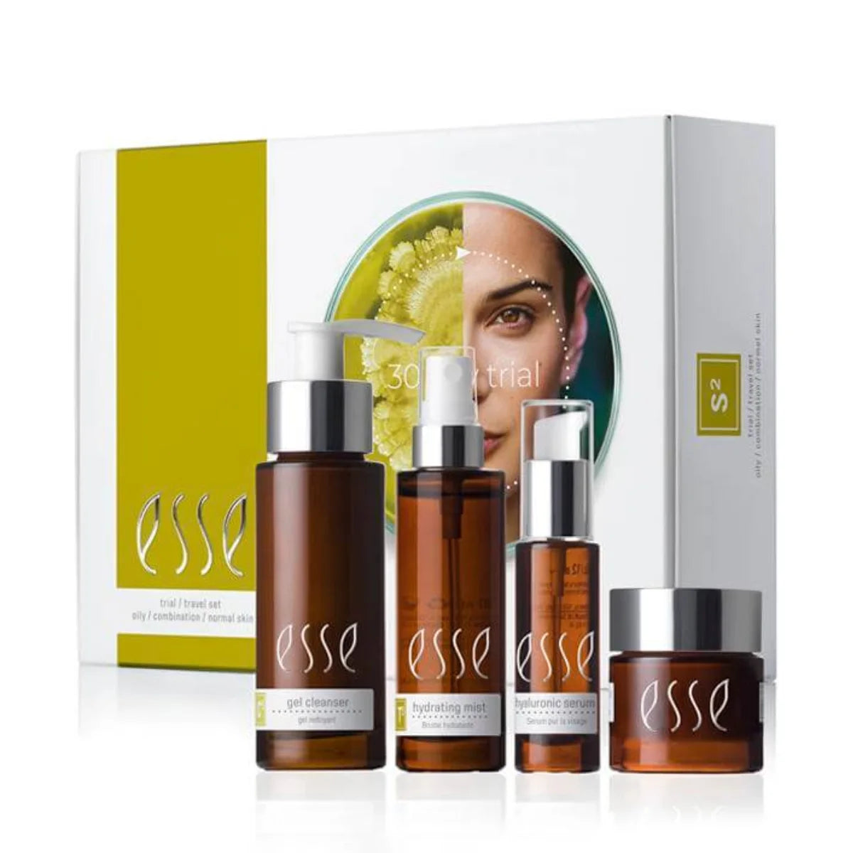 Esse Travel Set Normal & Combination Skin – aloituspakkaus normaalille, sekaiholle ja rasvoittuvalle iholle