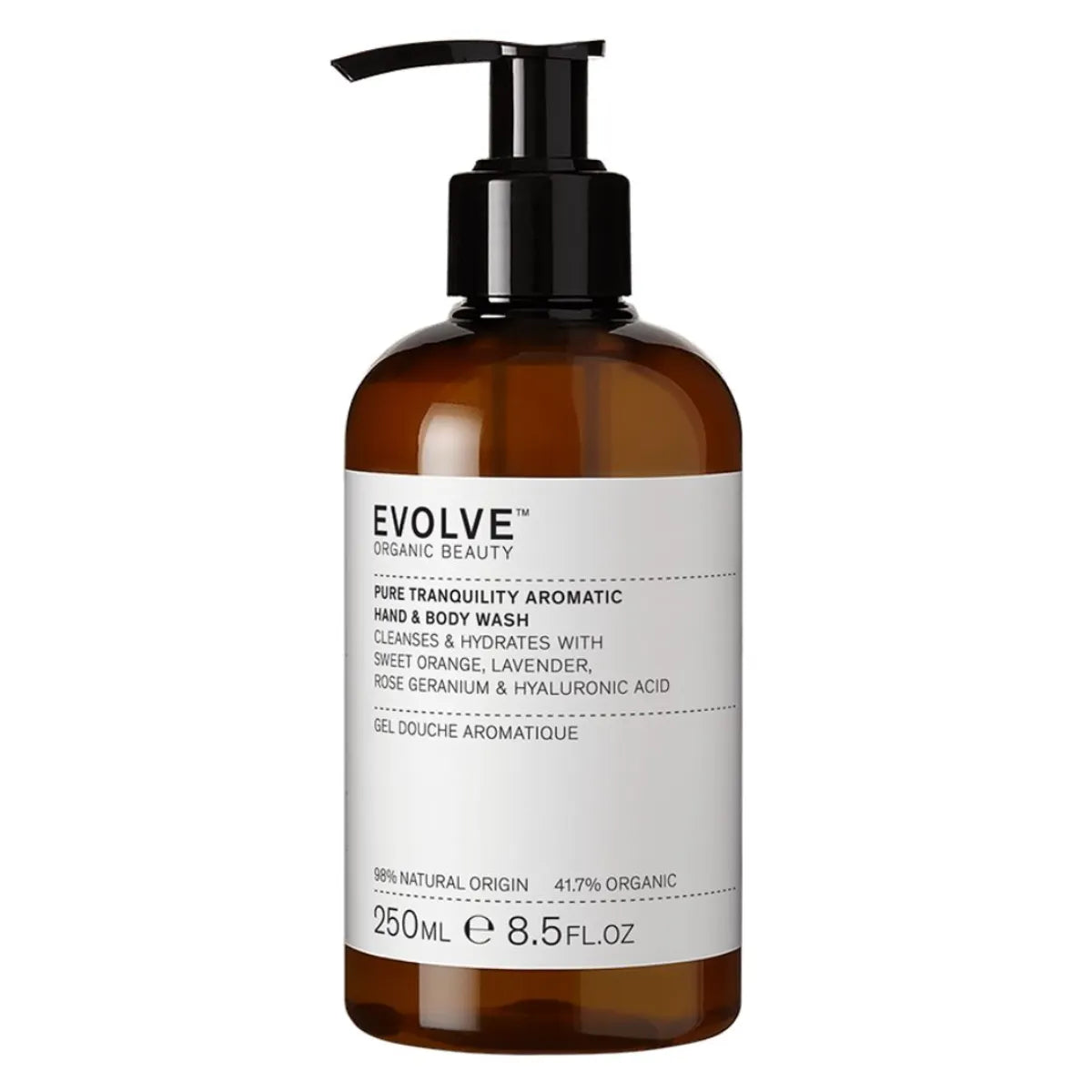 Evolve Organic Beauty Pure Tranquility Hand & Body Wash 250 ml – Kosteuttava ja virkistävä pesuneste käsille ja vartalolle