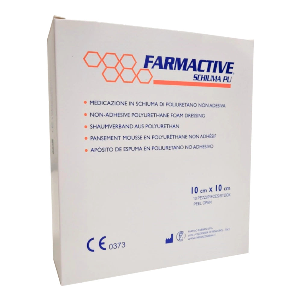 FARMACTIVE Schiuma PU Vaahtosidos 10 cm x 10 cm 10 kpl