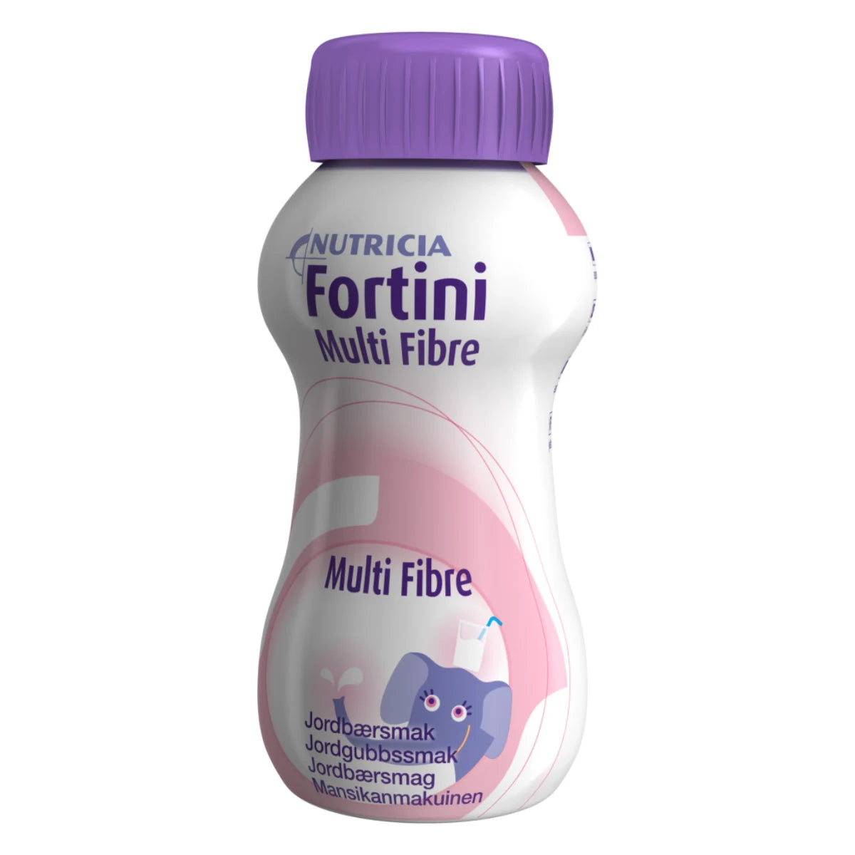 FORTINI Multi Fibre mansikka 4x200 ml on yli 1-vuotiaiden lasten pirtelömäinen täydennysravintovalmiste