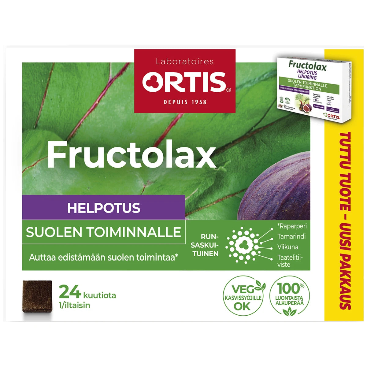 FRUCTOLAX Helpotus Kuutio hedelmä ja kuitu 24 kpl