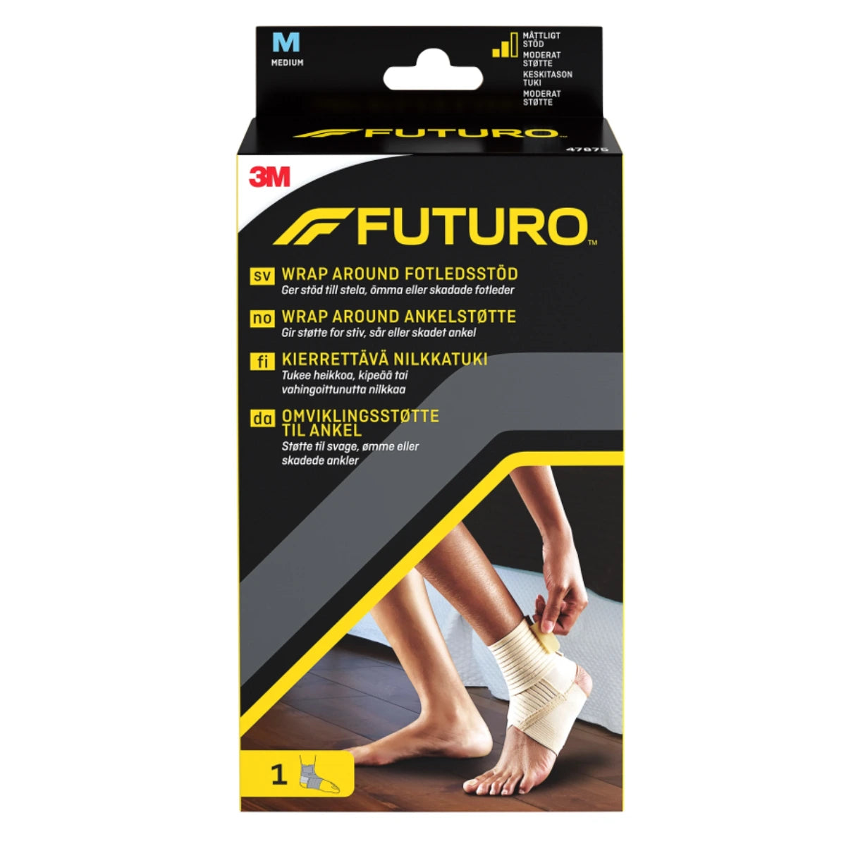 FUTURO Kierrettävä nilkkatuki M tukee heikkoa tai vahingoittunutta nilkkaa