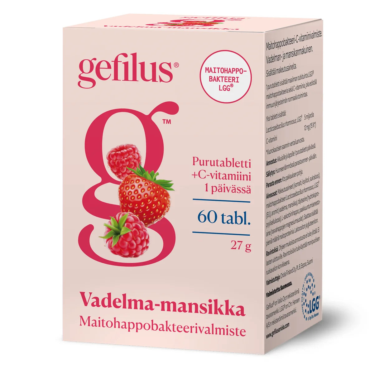 GEFILUS Vadelma-mansikka purutabletti 60 kpl