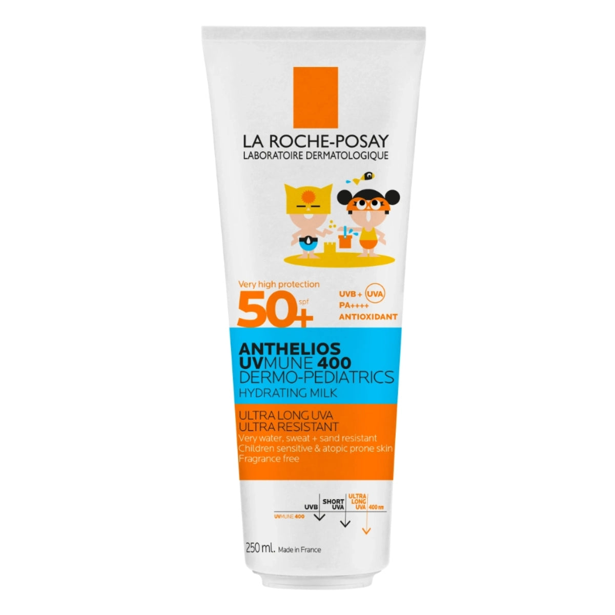 LA ROCHE-POSAY Anthelios UVMUNE 400 Kids Hydrating Lotion SPF50+ 250 ml erittäin vedenkestävä aurinkosuojavoide lapsille