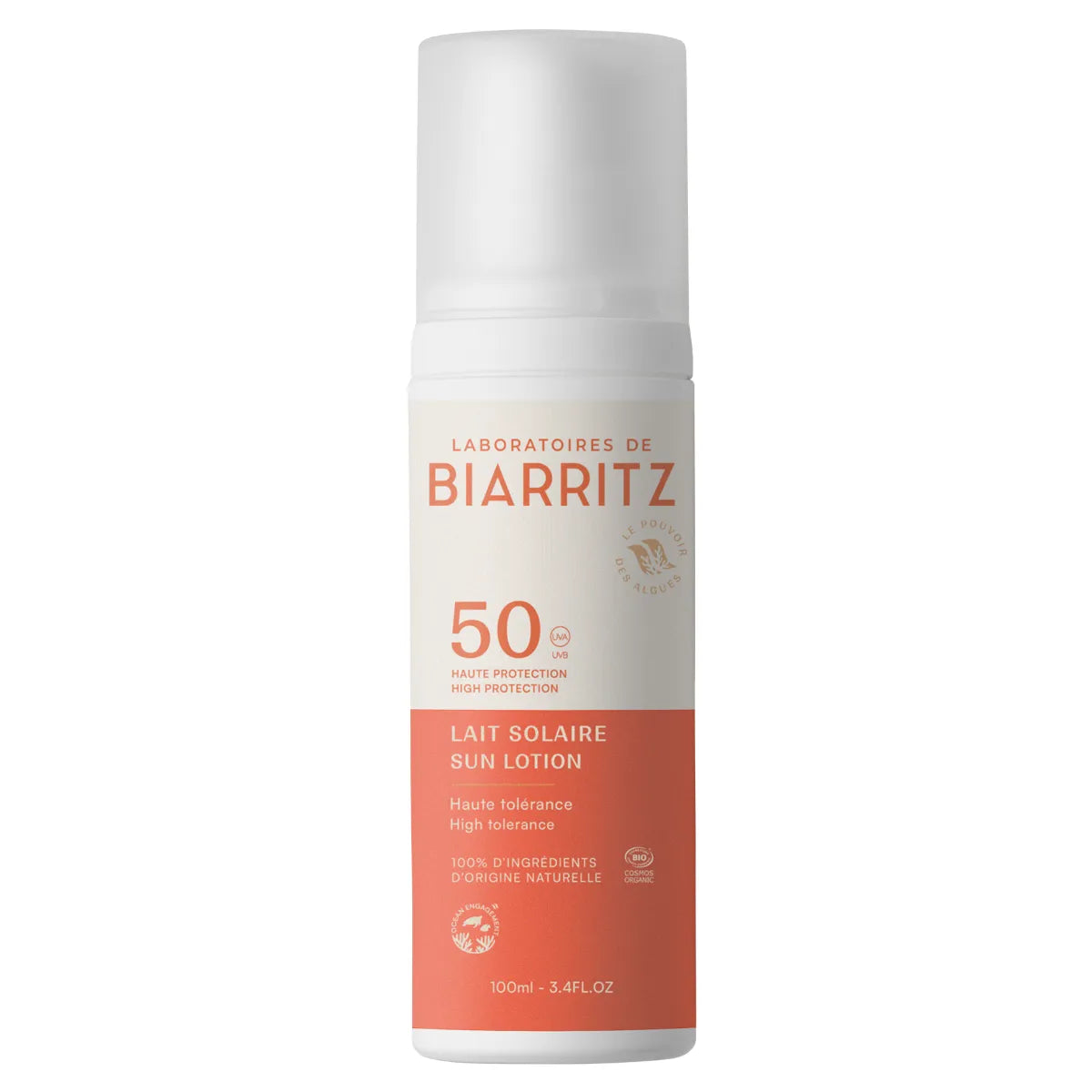Laboratoires de Biarritz Sun Lotion aurinkosuojaemulsiovoide SPF50 100 ml – hajusteeton, 100% fysikaalinen aurinkovoide