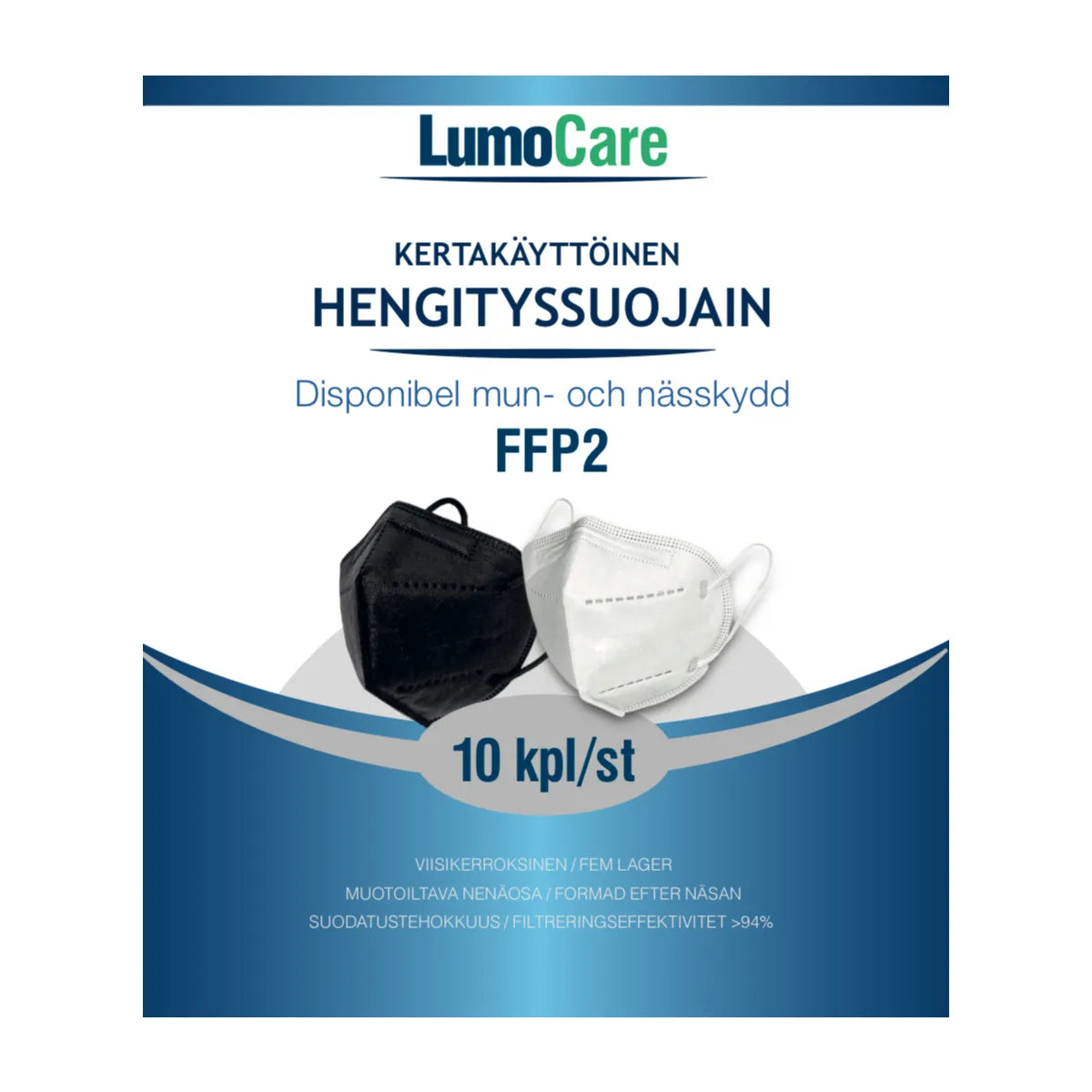 LUMOCARE FFP2 Hengityssuojain valkoinen 10 kpl