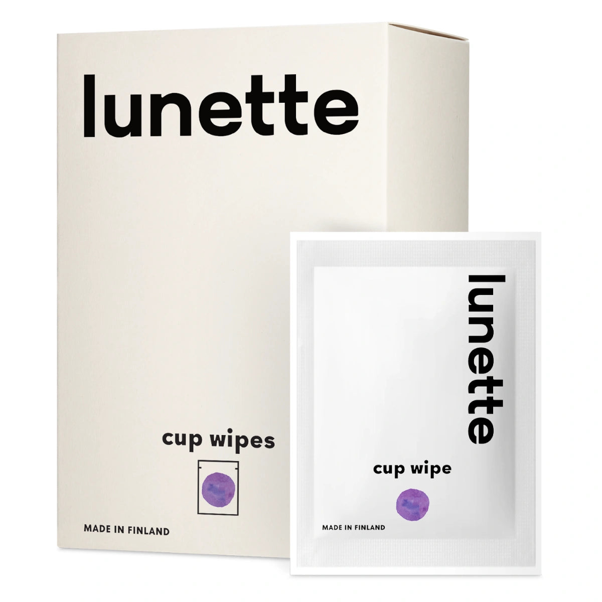 Lunette Kuppipyyhkeet 20 kpl – hajusteettomat puhdistuspyyhkeet kuukupille ja kuukautislevylle