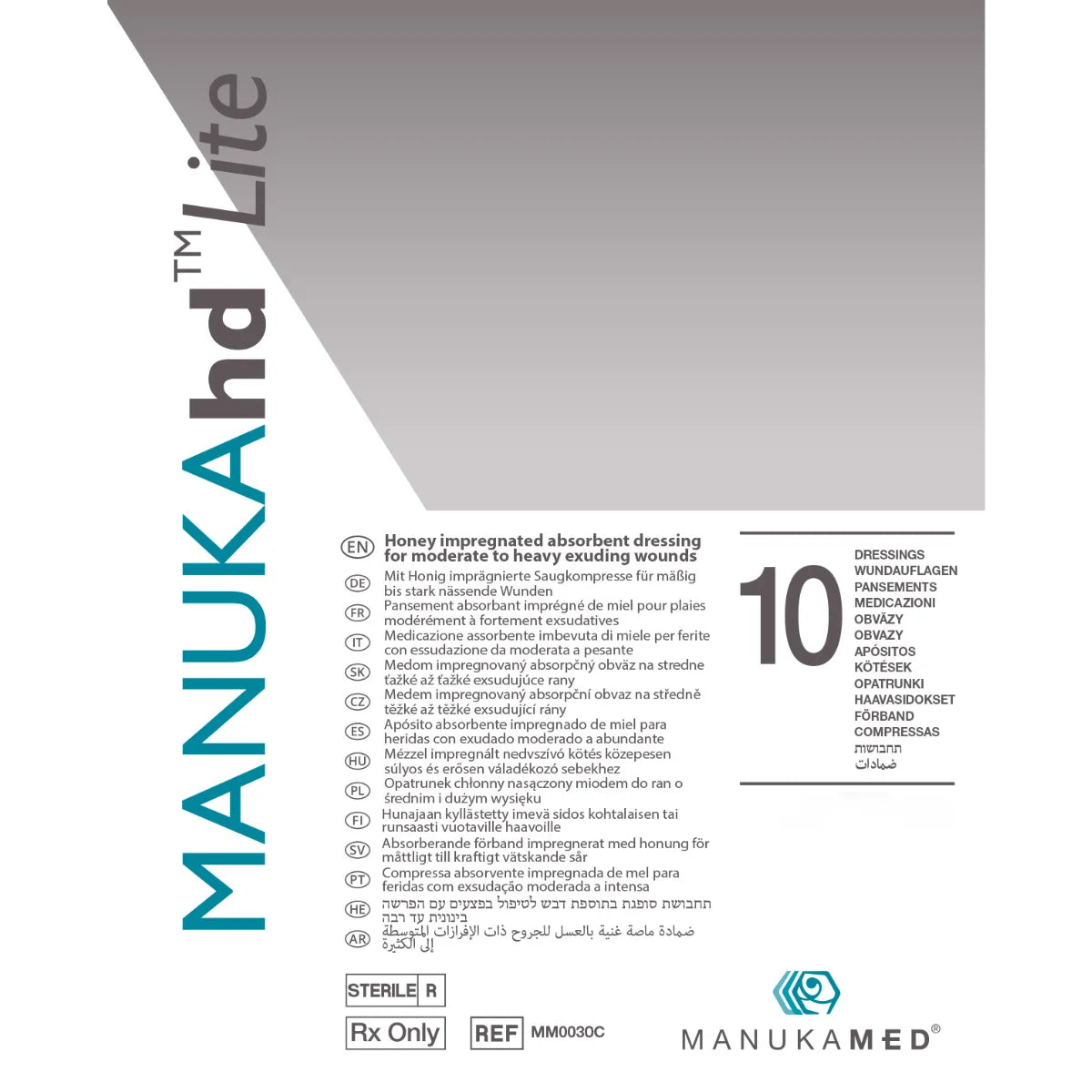 MANUKAhd® Lite hunajalla kyllästetty geeliytyvä kuitusidos 10 x 10 cm 10 kpl