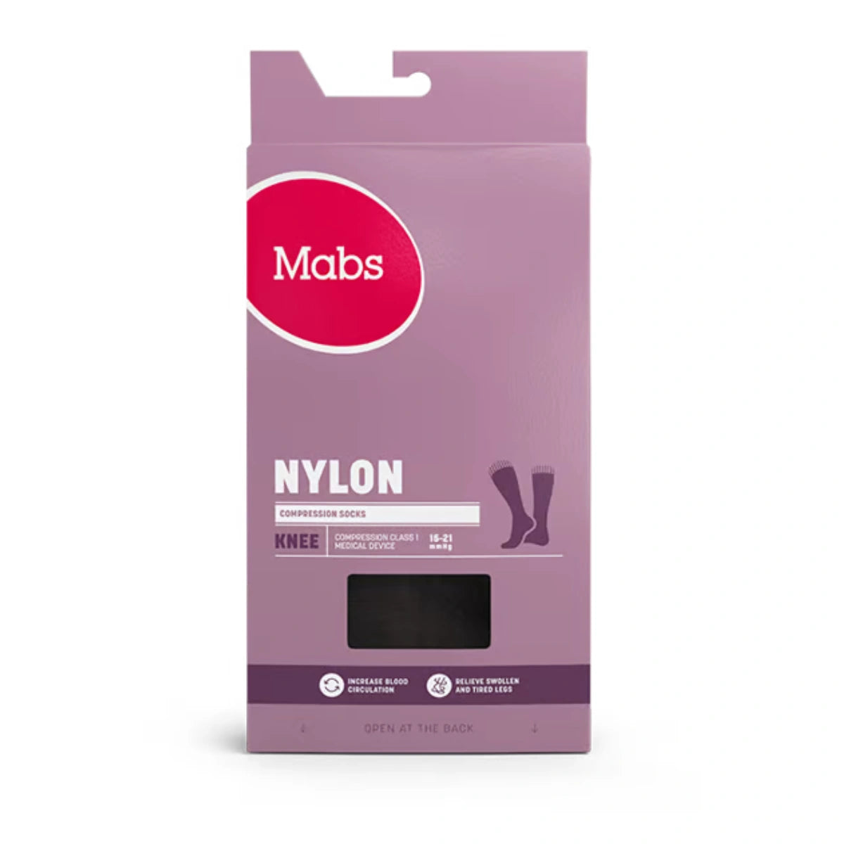 Mabs Nylon Knee musta polvitukisukka M tyylikäs 150 denierin sukka