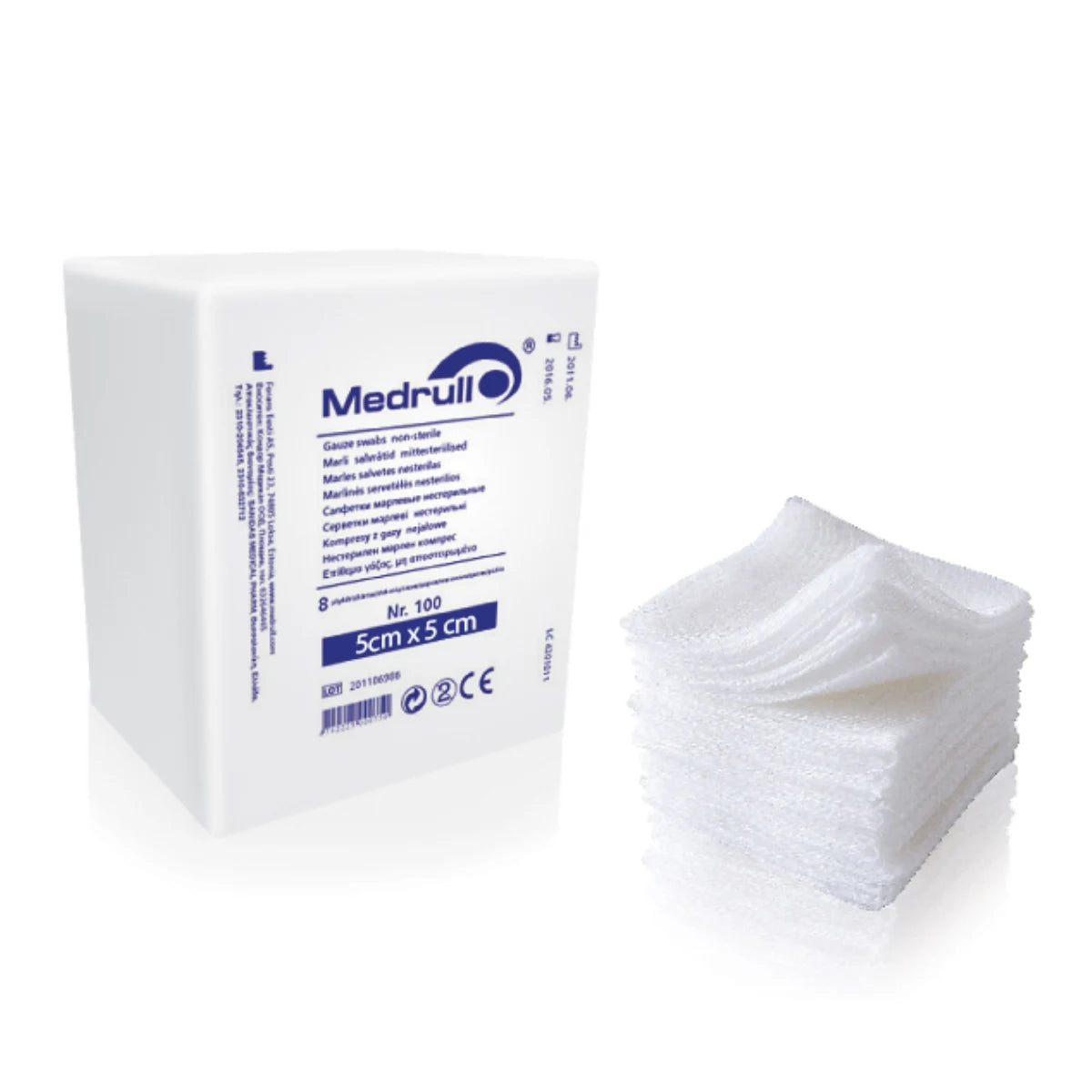 Medrull harsotaitos Gauze Swabs 8krs 5x5 cm 100 kpl