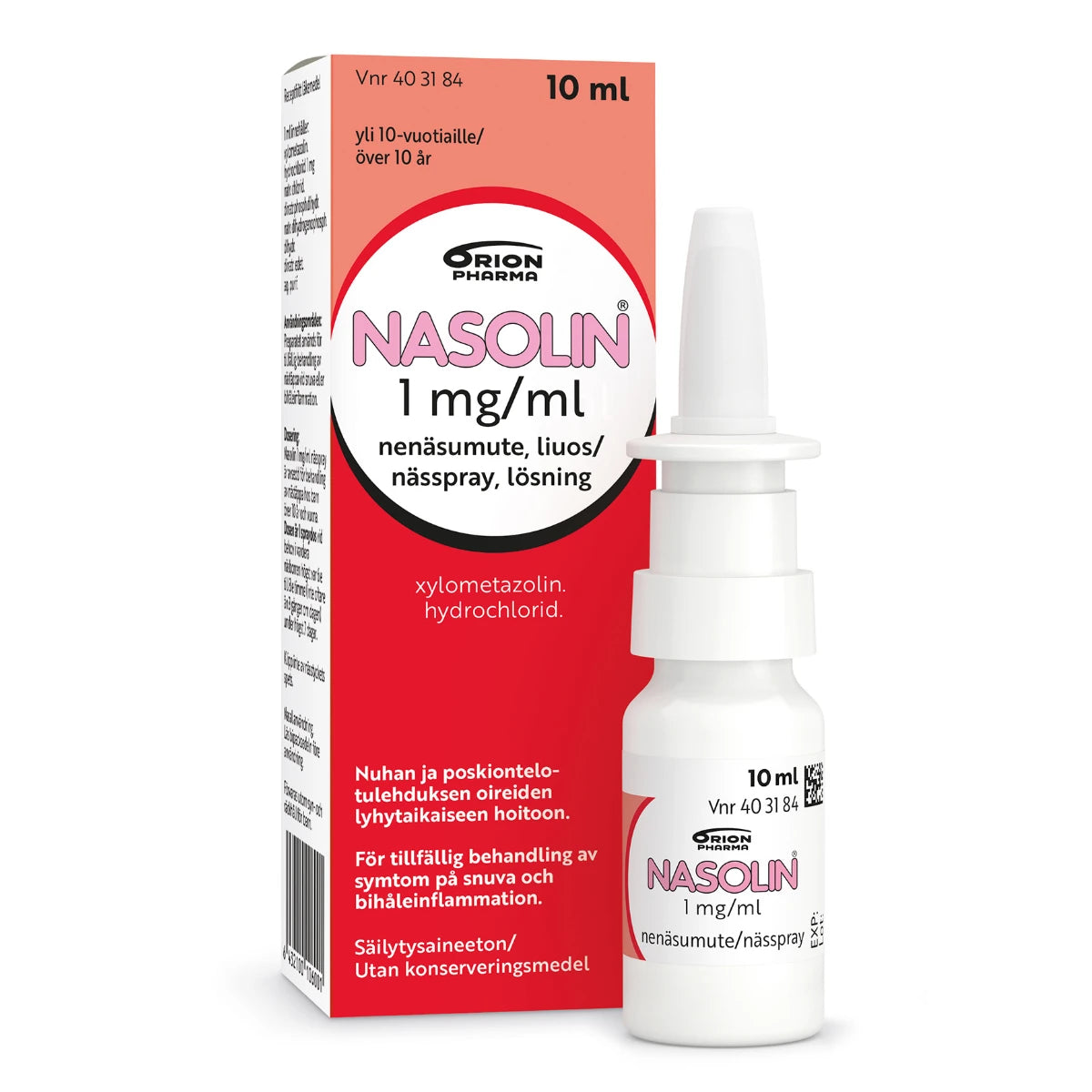 NASOLIN nenäsumute, liuos 1 mg/ml 10 ml