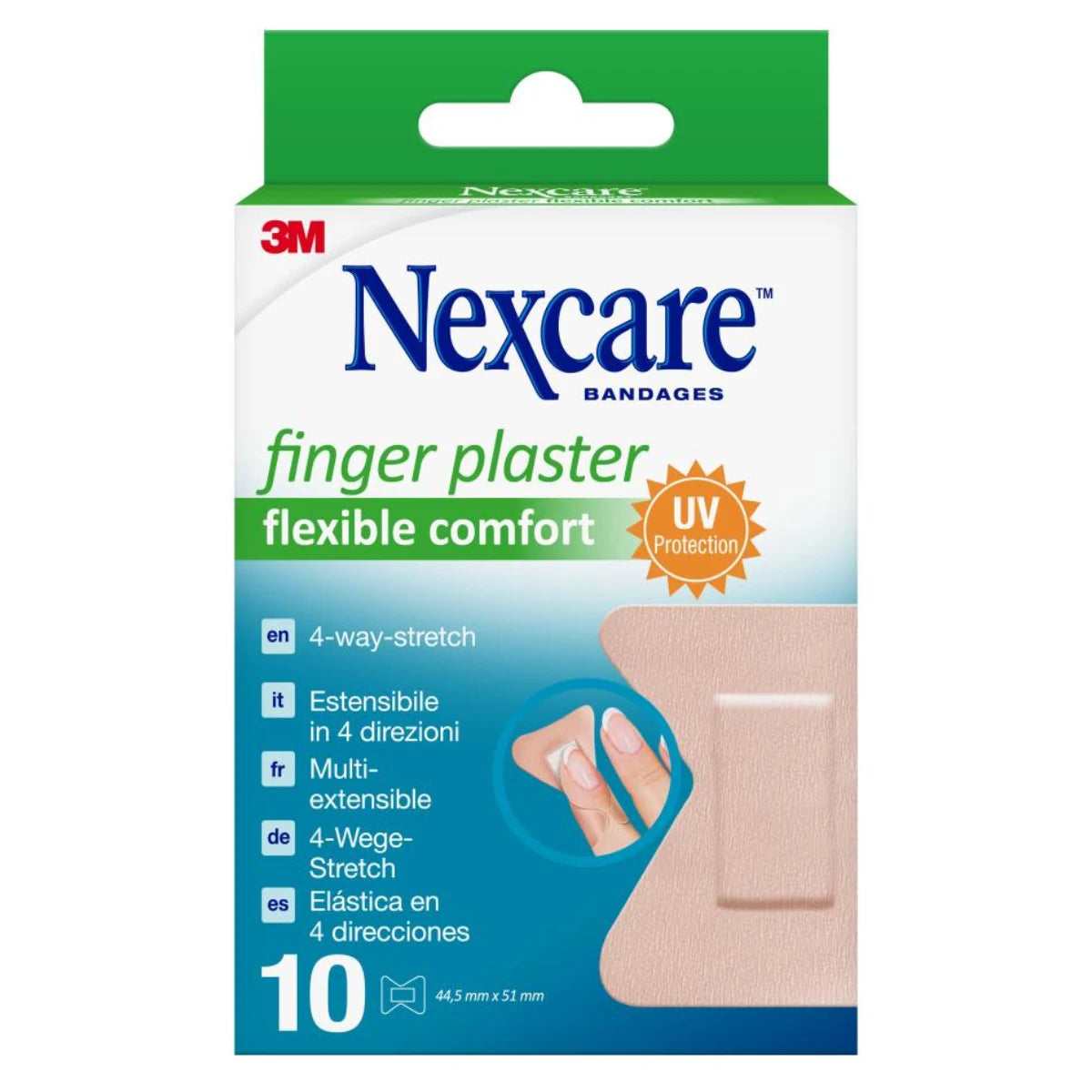 NEXCARE Finger laastari 44,5 mm x 51 mm 10 kpl erittäin hyvin mukautuva ja venyvä sormilaastari