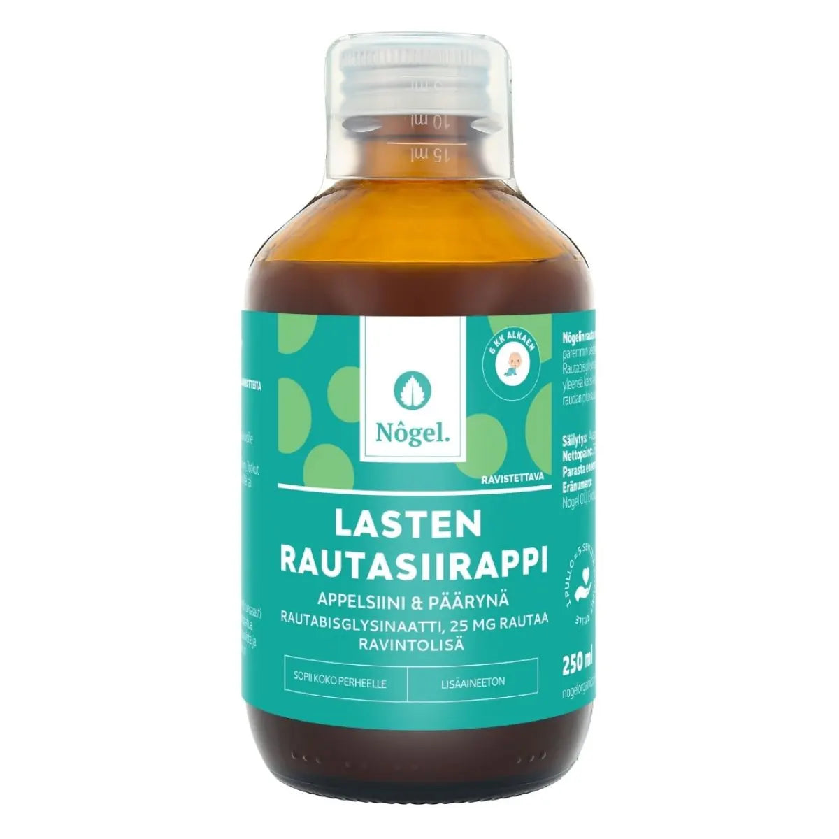 NÔGEL Lasten rautasiirappi 250 ml hyvin imeytyvä nestemäinen rautavalmiste lapsille