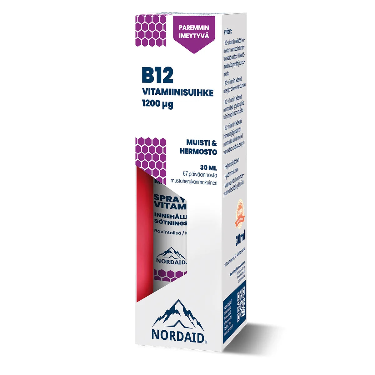 NORDAID B12 Vitamiinisuihke 30 ml – metyylikobalamiinisuihke
