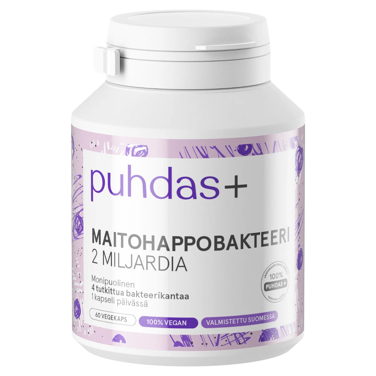 PUHDAS+ Maitohappobakteeri 2 miljardia kapseli 60 kpl