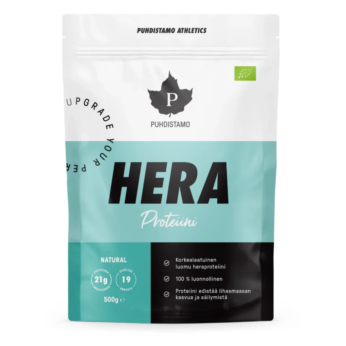Puhdistamo Athletics Heraproteiini Natural 500 g – Luomulaatuinen, maustamaton heraproteiini