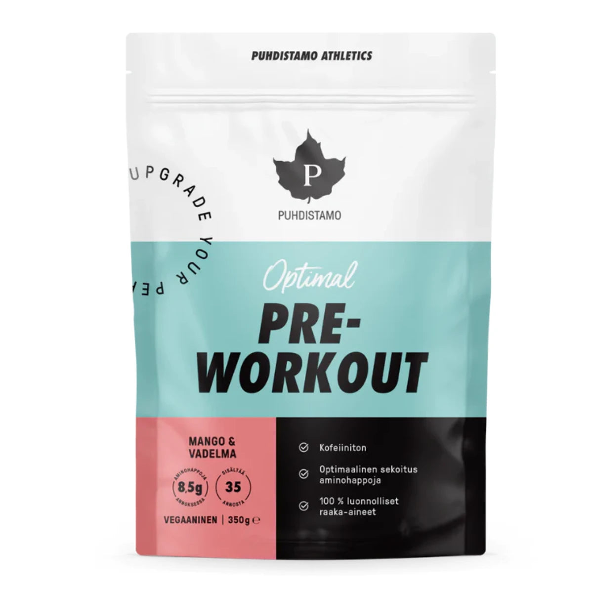 Puhdistamo Athletics Pre-Workout Kofeiiniton Mango-Vadelma 350 g