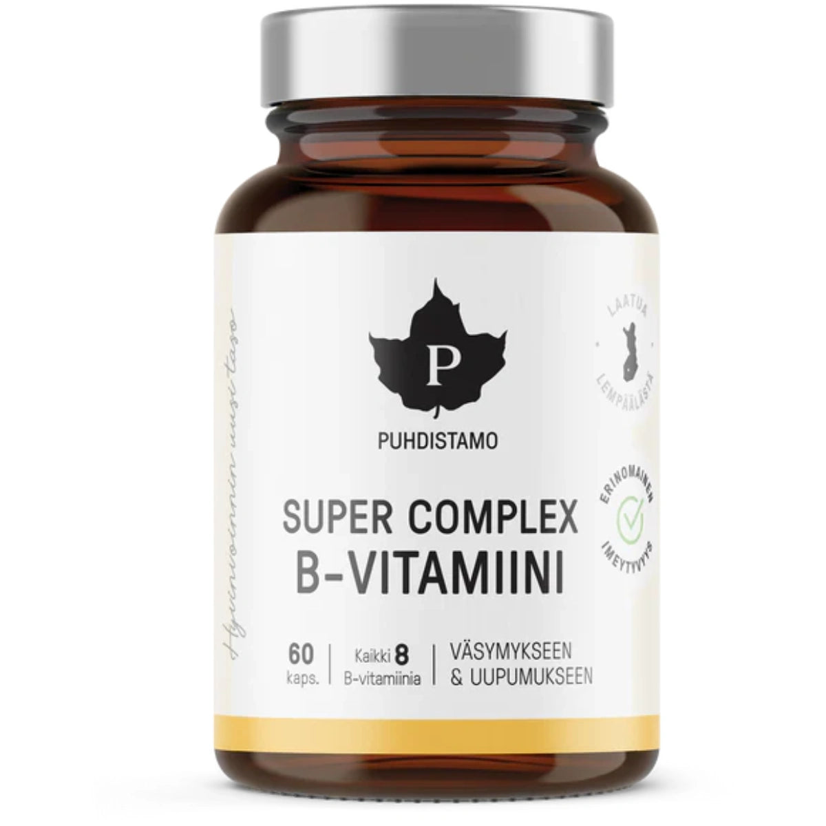 PUHDISTAMO Super Complex B-vitamiini kapseli 60 kpl Kaikki kahdeksan B-vitamiinia samassa kapselissa