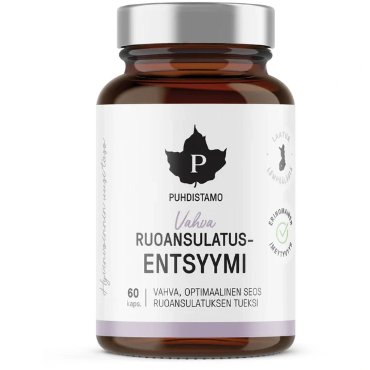 PUHDISTAMO Vahva ruoansulatusentsyymi kapseli 60 kpl optimaalinen seos ruoansulatuksen tueksi