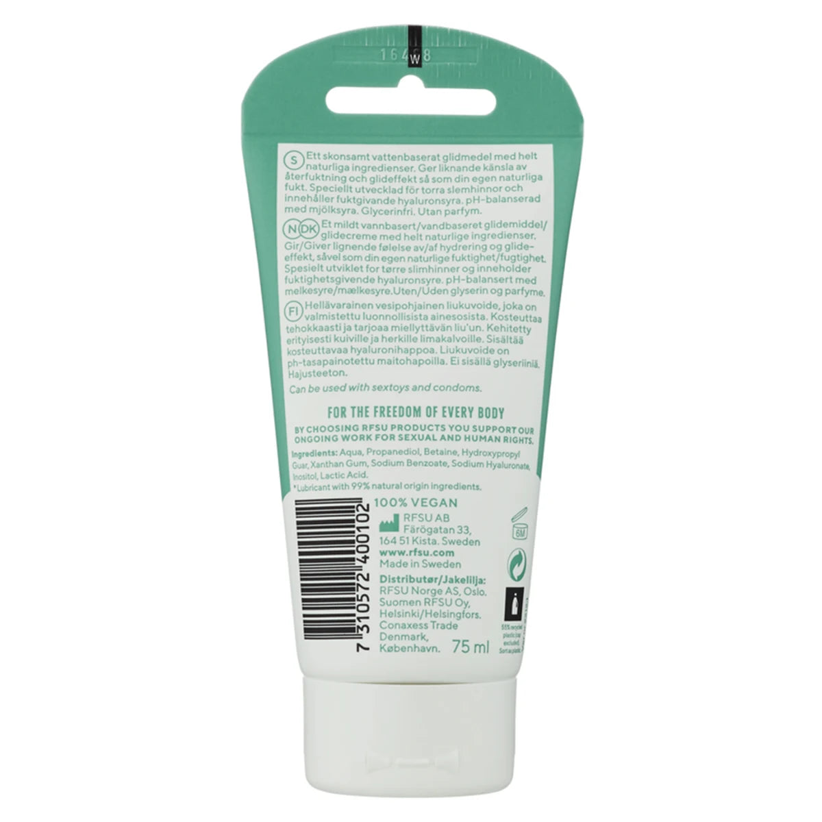 RFSU Natural moist vesipohjainen ja hajusteeton liukuvoide
