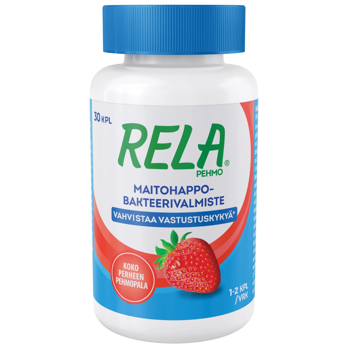 Rela Pehmo Mansikka 30 kpl – Maitohappobakteereita ja C-vitamiinia koko perheelle