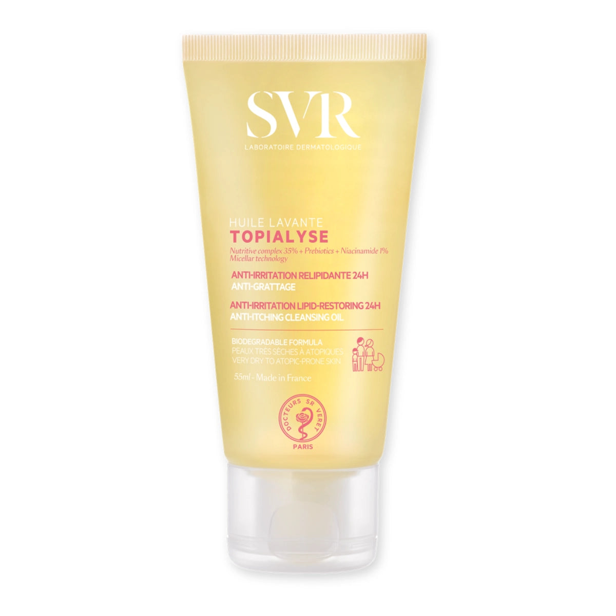 SVR Topialyse Huile pesuöljy hajustettu 55 ml herkälle ja kuivalle iholle