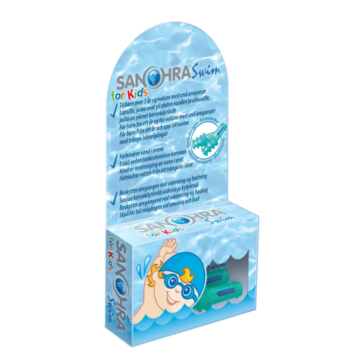 Sanohra Swim korvatulpat lapsille – suojaa korvakäytävät vedeltä