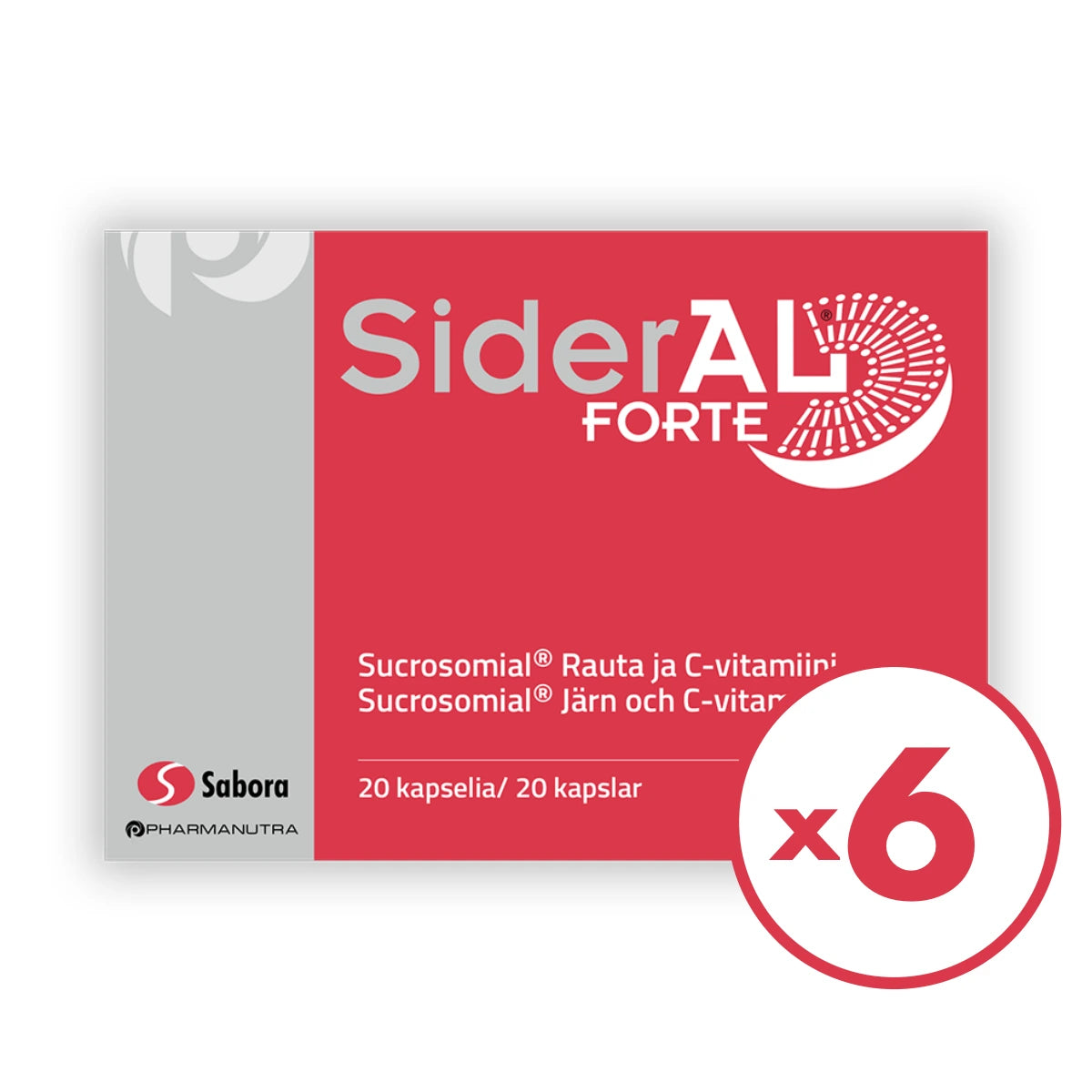 SiderAl Forte rauta 30 mg kapseli 6x20 kpl hyvin imeytyvä rautalisä, joka ei aiheutava vatsavaivoja