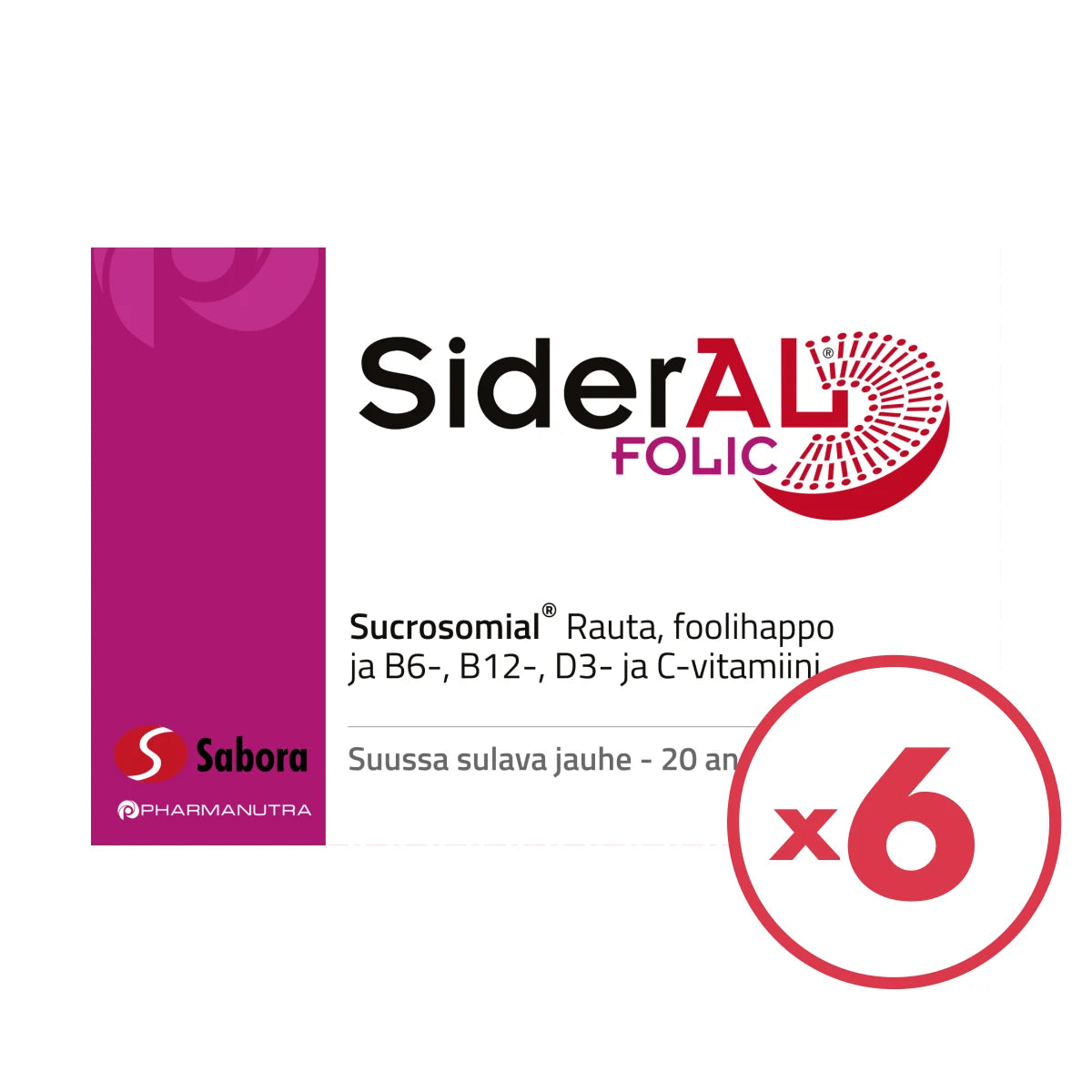 SiderAl Folic rauta 30 mg annospussi 6x20 kpl erityisesti naisille suunniteltu hyvin imeytyvä rautalisä, joka ei aiheuta vatsavaivoja