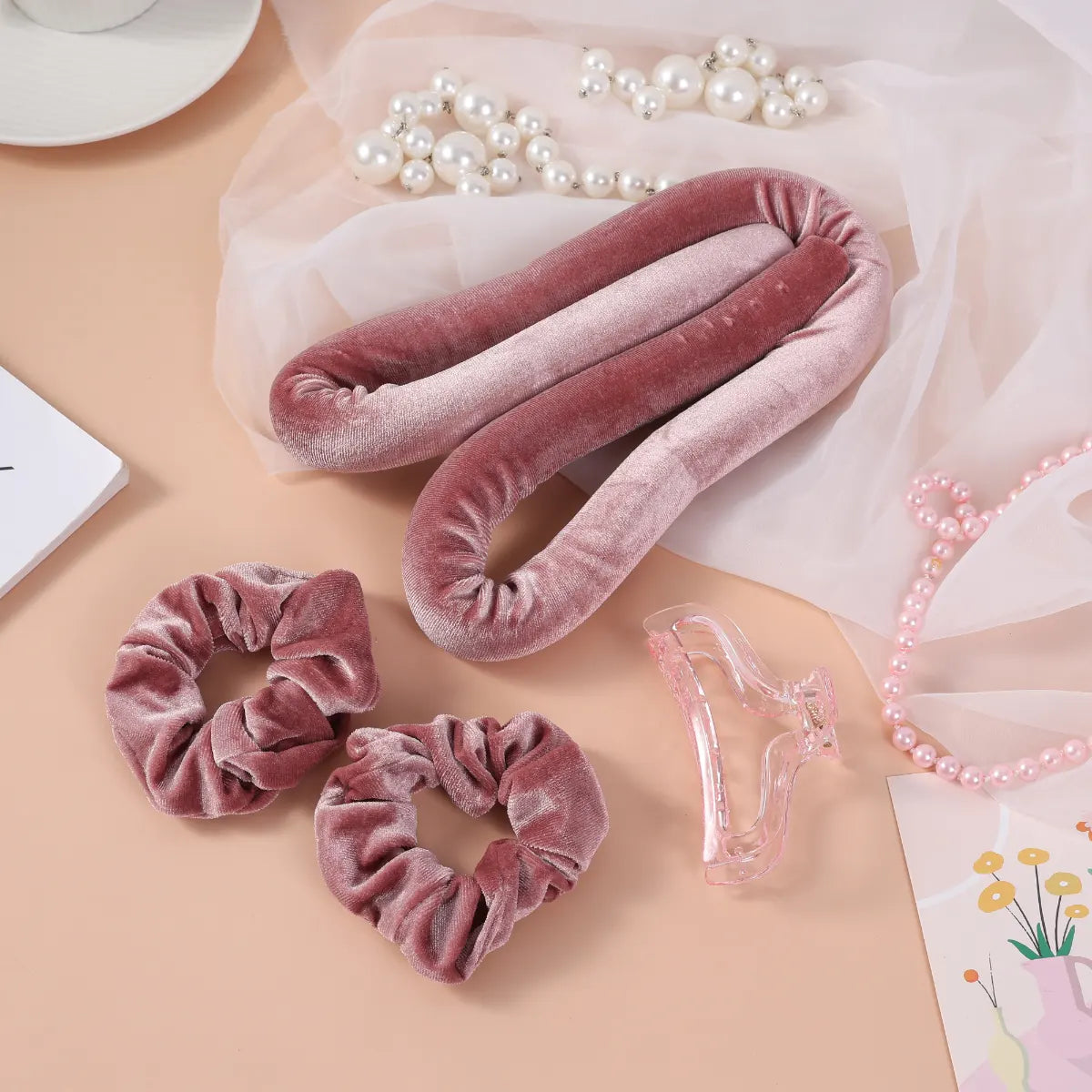 SisterYoung Lisa Pink Hair Curling Set hiustenkiharrussetillä saat kiharat nukkuessasi