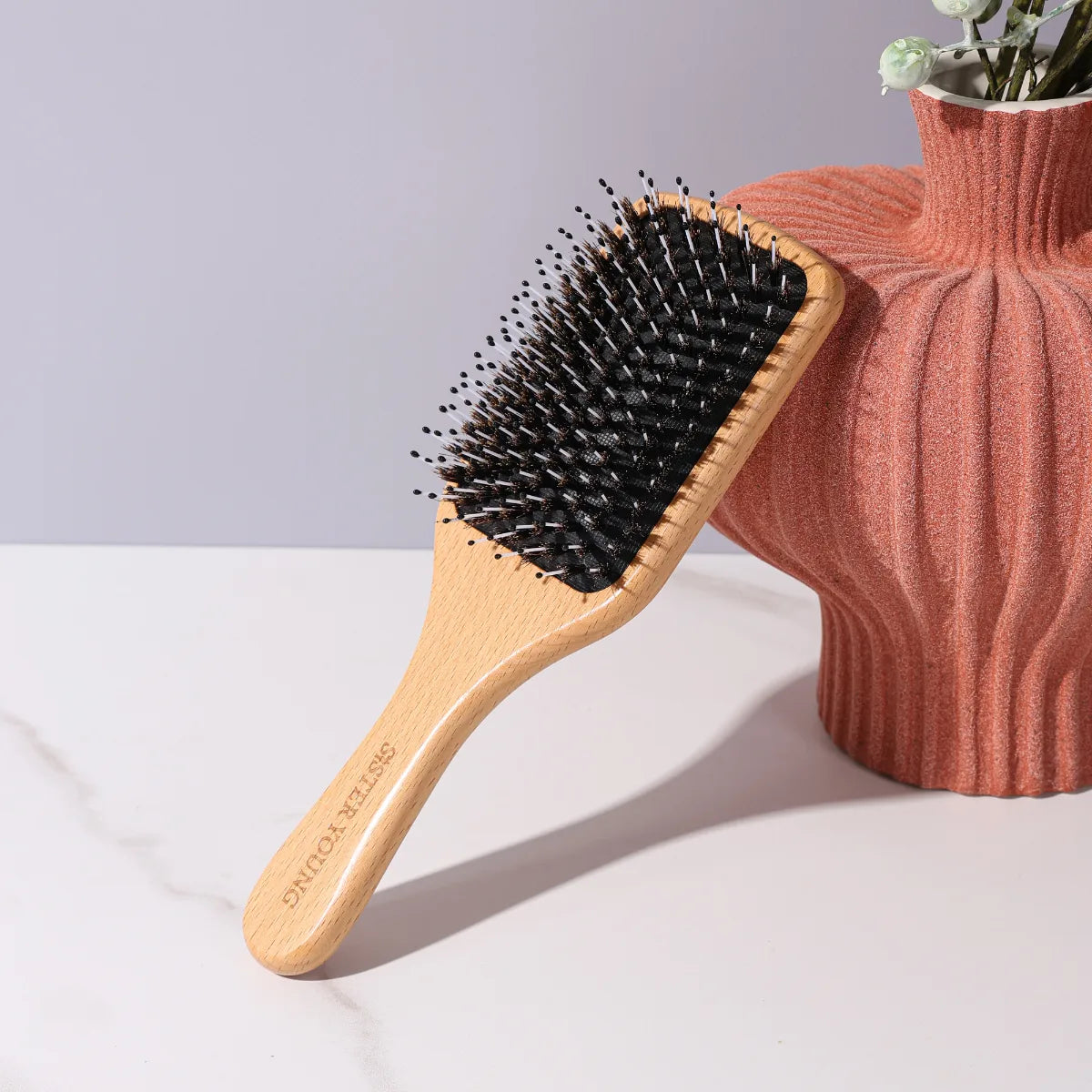 SisterYoung Vera Wood Brush puinen hiusharja selvittää hiukset