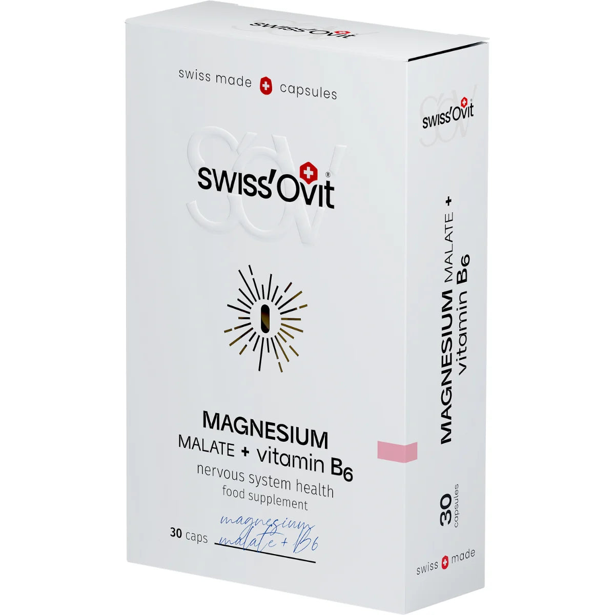SwissOvit Magnesiummalaatti + B6-vitamiini lihasten ja hermoston tueksi