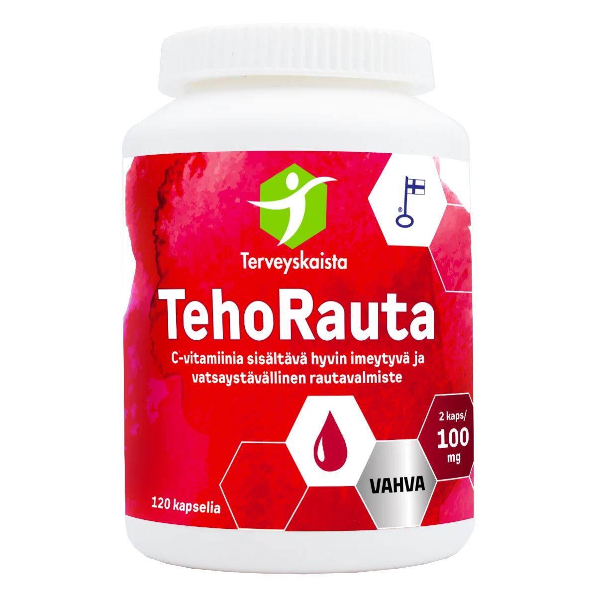 Terveyskaista TehoRauta 100 mg + C-vitamiini 100 kaps