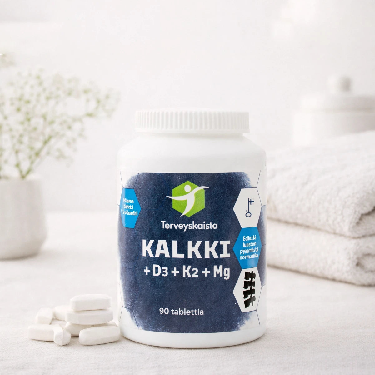 TERVEYSKAISTAN Kalkki + D3 + K2 + Mg tabletti 90 kpl