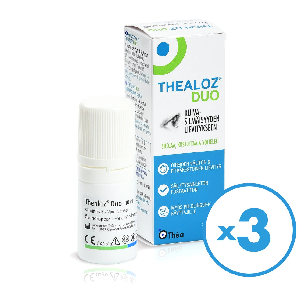 THEALOZ DUO suojaavat, kostuttavat ja voitelevat silmätipat 3x10 ml