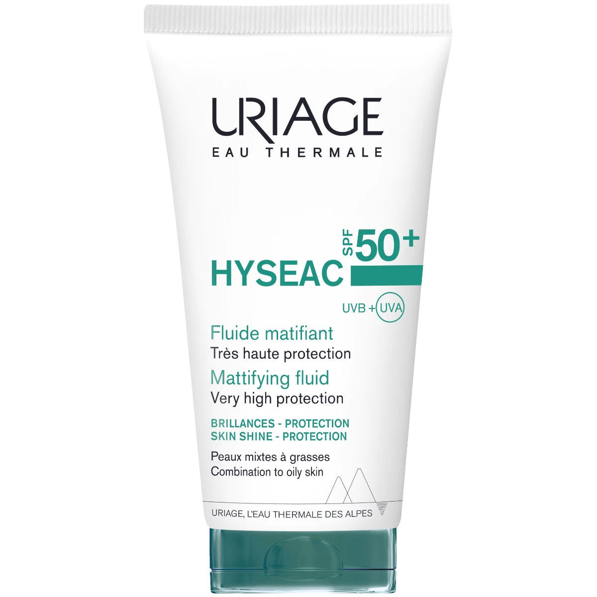 Uriage Hyseac SPF50+ Fluid 50 ml mattapinnan jättävä kasvovoide korkealla aurinkosuojalla rasvoittuvalle iholle